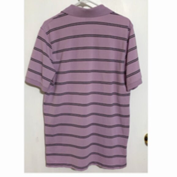 Brooks Brothers Mens Striped Polo Shirt Size M Cotton Purple Short Sleeve Shirt - Picture 5 of 9